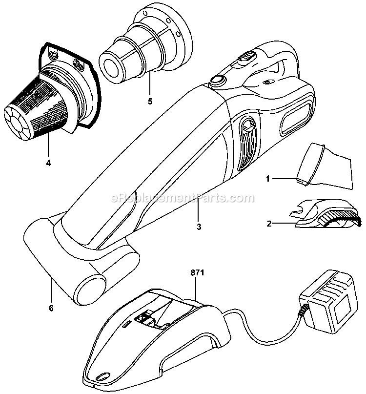 Black and Decker CHV1408P (Type 1) 14.4v Dustbuster Power Tool Page A Diagram